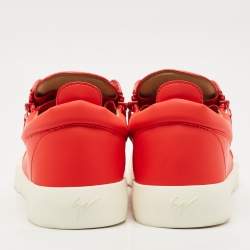 Pre Owned Giuseppe Zanotti Red Leather The Shark 5.0 Low Top Sneakers Size 47