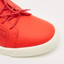 Pre Owned Giuseppe Zanotti Red Leather The Shark 5.0 Low Top Sneakers Size 47