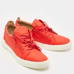 Pre Owned Giuseppe Zanotti Red Leather The Shark 5.0 Low Top Sneakers Size 47