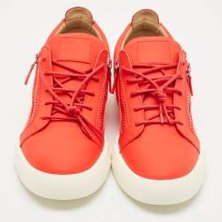 Pre Owned Giuseppe Zanotti Red Leather The Shark 5.0 Low Top Sneakers Size 47