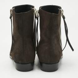 Pre Owned Giuseppe Zanotti Dark Brown Suede Chelsea Ankle Boots Size 42.5