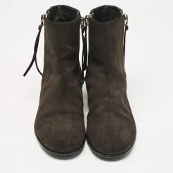 Pre Owned Giuseppe Zanotti Dark Brown Suede Chelsea Ankle Boots Size 42.5