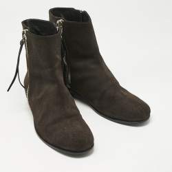 Pre Owned Giuseppe Zanotti Dark Brown Suede Chelsea Ankle Boots Size 42.5