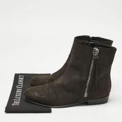 Pre Owned Giuseppe Zanotti Dark Brown Suede Chelsea Ankle Boots Size 42.5