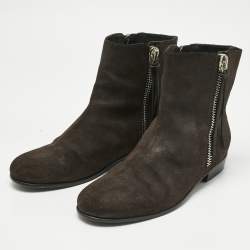 Pre Owned Giuseppe Zanotti Dark Brown Suede Chelsea Ankle Boots Size 42.5