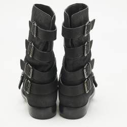 Pre Owned Giuseppe Zanotti Black Nubuck Leather Buckle Details Ankle Length Boots Size 43