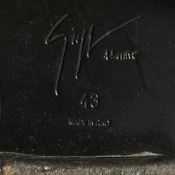 Pre Owned Giuseppe Zanotti Black Nubuck Leather Buckle Details Ankle Length Boots Size 43