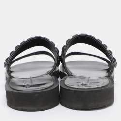 Pre Owned Giuseppe Zanotti Black Leather Studded Slide Sandals Size 43