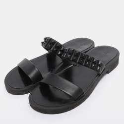 Pre Owned Giuseppe Zanotti Black Leather Studded Slide Sandals Size 43