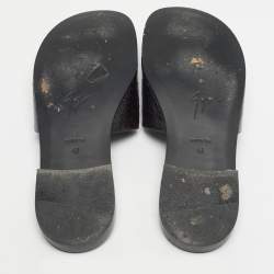 Pre Owned Giuseppe Zanotti Brown Croc Embossed Leather Flat Slides Size 42