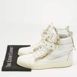 Pre Owned Giuseppe Zanotti White Leather Coby High Top Sneakers Size 43