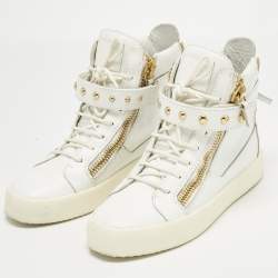 Pre Owned Giuseppe Zanotti White Leather Coby High Top Sneakers Size 43