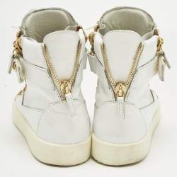 Pre Owned Giuseppe Zanotti White Leather Coby High Top Sneakers Size 43