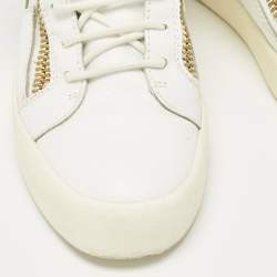 Pre Owned Giuseppe Zanotti White Leather Coby High Top Sneakers Size 43