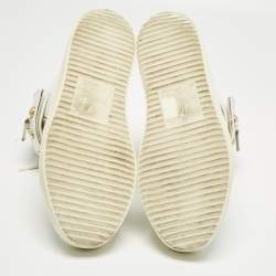 Pre Owned Giuseppe Zanotti White Leather Coby High Top Sneakers Size 43