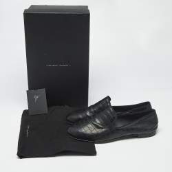 Pre Owned Giuseppe Zanotti Black Croc Embossed Leather Seymour Smoking Slippers Size 42