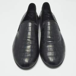 Pre Owned Giuseppe Zanotti Black Croc Embossed Leather Seymour Smoking Slippers Size 42