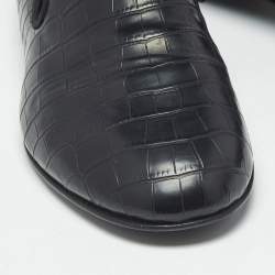 Pre Owned Giuseppe Zanotti Black Croc Embossed Leather Seymour Smoking Slippers Size 42