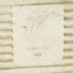 Pre Owned Giuseppe Zanotti White Croc Embossed Leather Kriss Lace Up Sneakers Size 43.5