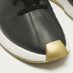 Pre Owned Giuseppe Zanotti Black/Gold Leather and Patent Leather Ferox Low Top Sneakers Size 45