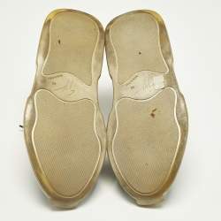 Pre Owned Giuseppe Zanotti Black/Gold Leather and Patent Leather Ferox Low Top Sneakers Size 45