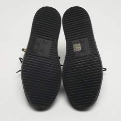 مملوكة مسبقًا Giuseppe Zanotti London Size 42 Black/Gold Python Embossed Leather Lace Up Sneakers