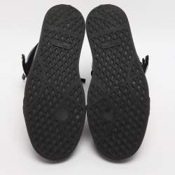 مملوكة مسبقًا Giuseppe Zanotti Coby Size 42 Navy Blue/Black Patent Leather and Velvet High Top Sneakers