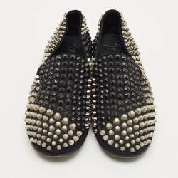 Pre Owned Giuseppe Zanotti Size 42 Black Suede Studded Smoking Slippers
