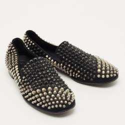 Pre Owned Giuseppe Zanotti Size 42 Black Suede Studded Smoking Slippers