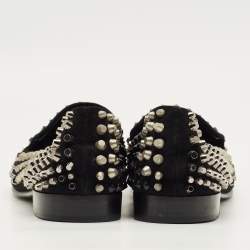 Pre Owned Giuseppe Zanotti Size 42 Black Suede Studded Smoking Slippers