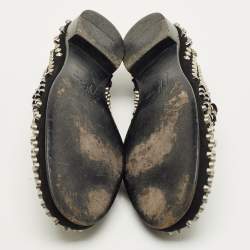 Pre Owned Giuseppe Zanotti Size 42 Black Suede Studded Smoking Slippers