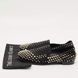 Pre Owned Giuseppe Zanotti Size 42 Black Suede Studded Smoking Slippers