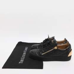 Pre Owned حذاء رياضي جوسيبي زانوتي فرانكي منخفض من الجلد المنقوش بكروك أسود مقاس 41