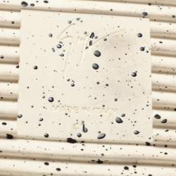 Pre Owned Giuseppe Zanotti Frankie Size 41 White/Black Python Embossed Leather Low Top Sneakers