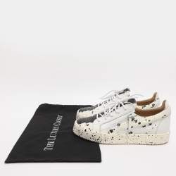 Pre Owned Giuseppe Zanotti Frankie Size 41 White/Black Python Embossed Leather Low Top Sneakers