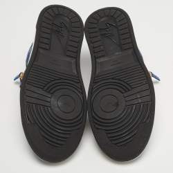 Pre Owned Giuseppe Zanotti GZ Size 42.5 Blue Croc Embossed Leather Low Top Sneakers