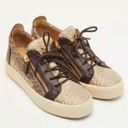 مملوكة مسبقًا حذاء رياضي جوسيبي زانوتي فرانكي منخفض من الجلد المنقوش بكروك أسود مقاس 41