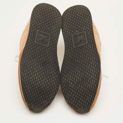 Pre Owned Giuseppe Zanotti Jimi Size 42 Beige Croc Embossed Leather and Suede Low Top Sneakers