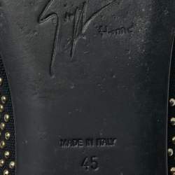 مملوكة مسبقًا Giuseppe Zanotti Size 45 Two Tone Canvas Stud All Over Shark Tooth Smoking Slippers