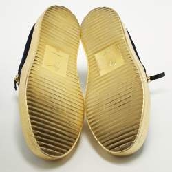 مملوكة مسبقًا Giuseppe Zanotti Frankie Size 44 Navy Blue Patent Leather and Velvet Low Top Sneakers