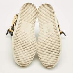 Pre Owned Giuseppe Zanotti Size 43.5 Black Leather Wings Double Side Zip High Top Sneakers