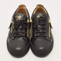 Pre Owned Giuseppe Zanotti Frankie Size 43.5 Black Patent and Leather Low Top Sneakers