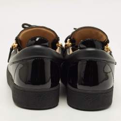 Pre Owned Giuseppe Zanotti Frankie Size 43.5 Black Patent and Leather Low Top Sneakers