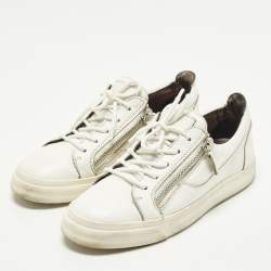 مملوكة مسبقًا Giuseppe Zanotti Frankie Size 40 White Leather Low Top Sneakers