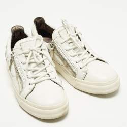 مملوكة مسبقًا Giuseppe Zanotti Frankie Size 40 White Leather Low Top Sneakers