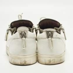 مملوكة مسبقًا Giuseppe Zanotti Frankie Size 40 White Leather Low Top Sneakers