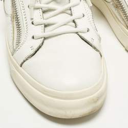 مملوكة مسبقًا Giuseppe Zanotti Frankie Size 40 White Leather Low Top Sneakers