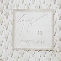 Pre Owned Giuseppe Zanotti Size 43 White Fabric and Leather High Top Sneakers