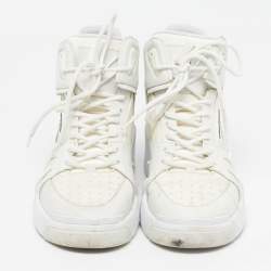 Pre Owned Giuseppe Zanotti Size 43 White Fabric and Leather High Top Sneakers