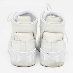 Pre Owned Giuseppe Zanotti Size 43 White Fabric and Leather High Top Sneakers